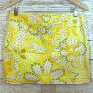 J. Crew Yellow Green White Cotton Stretch Skirt 8